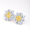 925 Sterling Silver Golden Glow CZ Stud Earrings