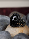 925 Sterling Silver Shadow Onyx Mens Oxidised Ring