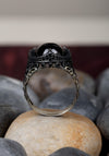 925 Sterling Silver Shadow Onyx Mens Oxidised Ring