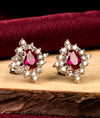 925 Silver Kumudini Ruby CZ Stud Earrings for Women