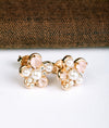 925 Sterling Silver Pink Bead and White Pearl Blossom Stud