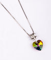 Amoura Rainbow Heart Silver Pendant Chain