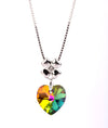 Amoura Rainbow Heart Silver Pendant Chain