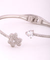 925 Sterling Silver CZ Solitaire Open Cuff Bangle for Women