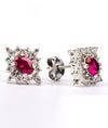 925 Silver Kumudini Ruby CZ Stud Earrings for Women