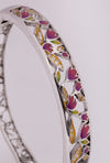 925 Sterling Silver Multicolour Enamel Tulip Garden Kada for Women
