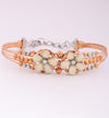 925 Silver Two-Tone Enamel Floral Strand Bracelet for Women  