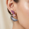 925 Silver Colourful Feather Statement Earring for Women