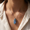 925 Enamel Flower Silver Pendant Chain For Women