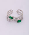 925 Sterling Silver Green CZ Party Wear Ring for Women