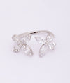 925 Sterling Silver Twin Blossom CZ Party Ring