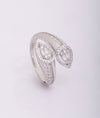 925 Sterling Silver Twin Drop CZ Party Ring for Women