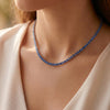 925 Sterling Silver Blue CZ Tennis Necklace for Women
