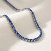 925 Sterling Silver Blue CZ Tennis Necklace for Women