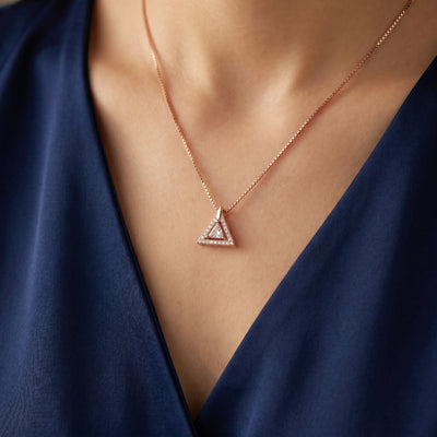 925 Silver Rose Gold CZ Pendant Chain for Women