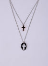 925 Sterling Silver Layered Cross Pendant Chain for Women