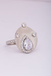 925 Silver Halo Dewdrop Silver Cocktail Ring