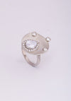 925 Silver Halo Dewdrop Silver Cocktail Ring