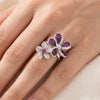 925 Sterling Silver Dual Floral Party CZ Ring for Women