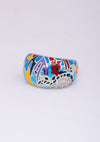 925 Silver Blue Black Enamel Abstract Ring For Women