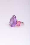 925 Silver Amethyst Glow Pear-Cut Statement Ring for Women