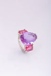 925 Silver Amethyst Glow Pear-Cut Statement Ring for Women
