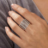 925 Silver Wide Band Flexible CZ Ring For Women