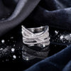 925 Sterling Silver Cross Patterned CZ Ring for Women