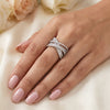 925 Sterling Silver Cross Patterned CZ Ring for Women