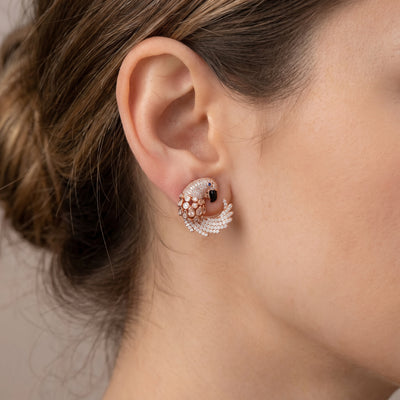 925 Sterling Silver Parrot CZ Drop Earrings