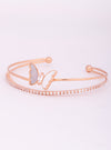 925 Rose Gold Silver MOP Butterfly CZ Dual Layer Cuff for Women