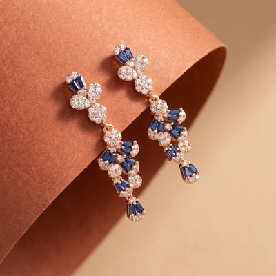 925 Silver Italian Blue Drop Earrings for Women