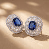 925 Silver Blue Sapphire Cushion Cut Pendant Set for Women