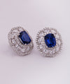 925 Silver Blue Sapphire Cushion Cut Pendant Set for Women