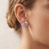 925 Sterling Silver Floral Enamel & Stone Earring for Women