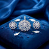 925 Silver Blue Sapphire CZ Floral Pendant Set