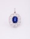 925 Silver Blue Sapphire Cushion Cut Pendant Set for Women