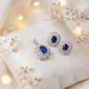 925 Silver Blue Sapphire Cushion Cut Pendant Set for Women
