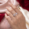 925 Sterling Silver Twin Blossom CZ Party Ring