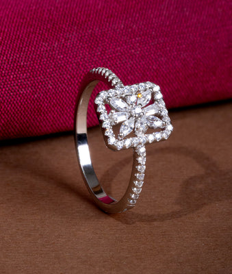925 Sterling Silver Floral CZ Ring for Women