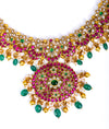Rasika Lotus Ruby Grandeur Temple Silver Short Necklace