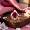 925 Silver Ruby CZ Silver Bridal Ring for Women