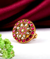 925 Silver Aruna Mandala Kundan Women's Temple Ring