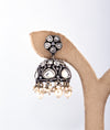 925 Silver Zeenat Kundan Women’s Oxidised Jhumka