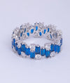 925 Sterling Silver Blue CZ Zig-Zag Ring for Women