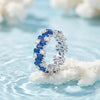 925 Sterling Silver Blue CZ Zig-Zag Ring for Women