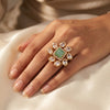925 Silver Aranya Jadau Silver Ring - ARCKZ Festival Wear