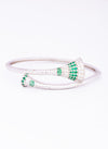 925 Silver Statement Kada with Emerald Green and White CZ Stones