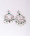 925 Sterling Silver Emerald Pearl Chandbali Earrings