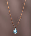 925 Sterling Silver Aqua Italian Pendant Chain